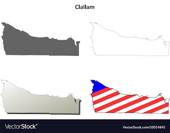 Clallam Map Icon Set vector image