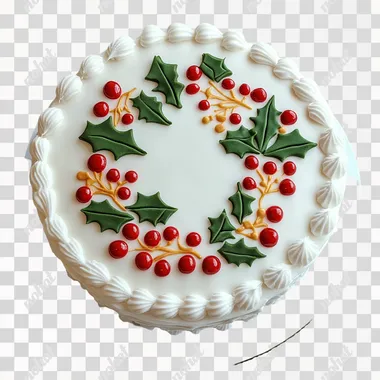 Classic Christmas Cake with Holly Centerpiece