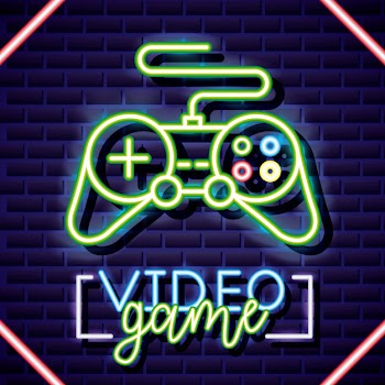 Classic control, video game neon linear style Free Vector