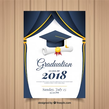 Classic graduation invitation template with flat design Free Vector