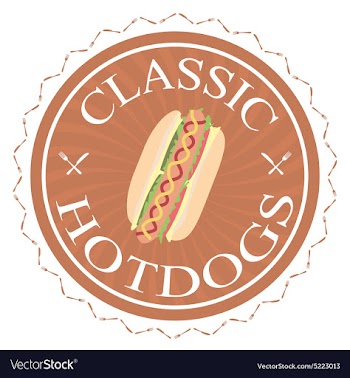 Classic hotdogs sandwich label stamp design vector image