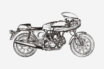 Classic motorcycle drawing, vehicle illustration. | Free Photo - rawpixel