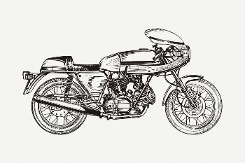 Classic motorcycle drawing, vehicle illustration | Free PSD - rawpixel