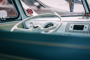 Classic White Vehicle Steering Wheel