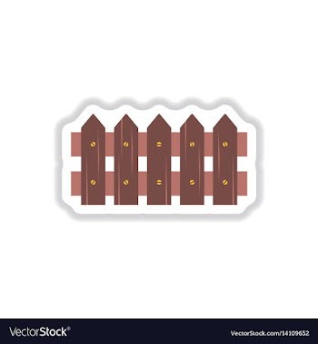 Classic wooden fence icon in paper sticker vector image