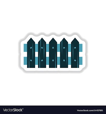 Classic wooden fence icon in paper sticker vector image