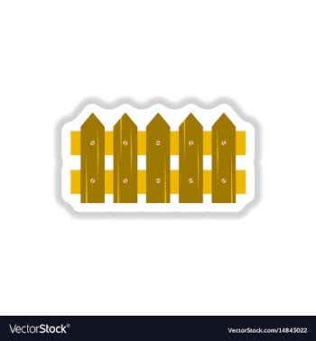 Classic wooden fence icon in paper sticker vector image