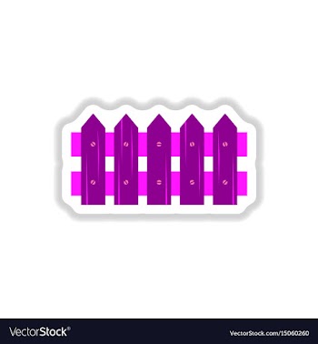 Classic wooden fence icon in paper sticker vector image