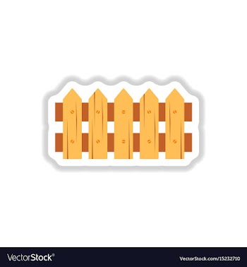 Classic wooden fence icon in paper sticker vector image