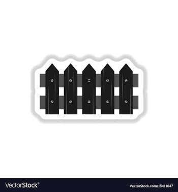 Classic wooden fence icon in paper sticker vector image