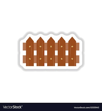 Classic wooden fence icon in paper sticker vector image