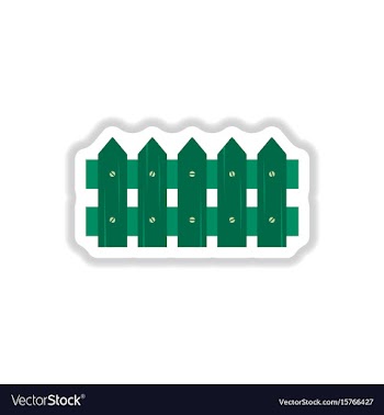Classic wooden fence icon in paper sticker vector image