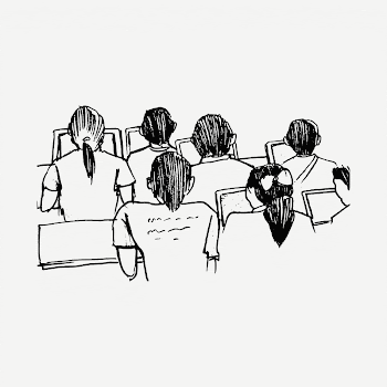 Classroom students  clipart, black | Free PSD - rawpixel