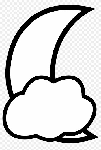 Classy Moon Clipart Black And White Cloud Covered Outline - Moon And Cloud Outline