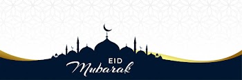 Clean eid mubarak mosque banner design Free Vector