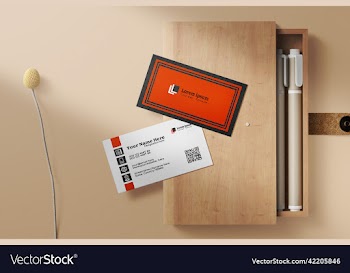 clean minimal business card mockup on pencil box