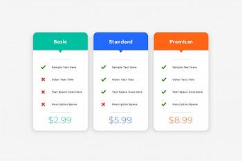 Clean simple pricing table template for website Free Vector