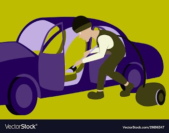 Cleaning car interior worker making use of vector image