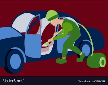 Cleaning car interior worker vector image