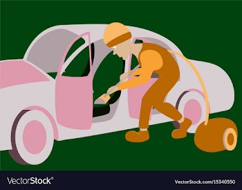 Cleaning car interior worker vector image