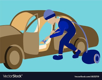 Cleaning car interior worker vector image