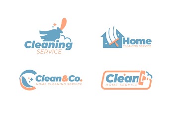 Cleaning logo style collection Free Vector