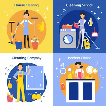 Cleaning people concept Free Vector