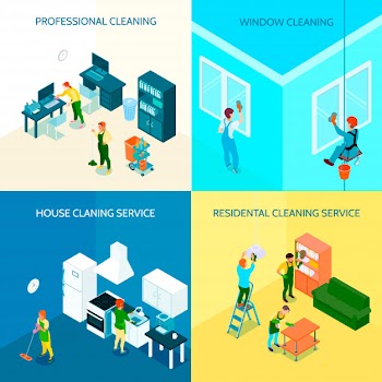 Cleaning service isometric composition Free Vector