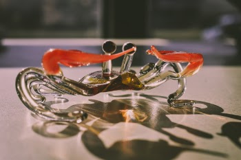 Clear and Red Crab Figurine