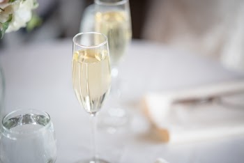 Clear Champagne Glass on Table
