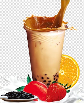 Clear drinking glass and fruits , Hong Kong-style milk tea Bubble tea, Pearl milk tea transparent background PNG clipart