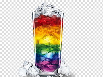 Clear drinking glass with assorted-color beverage with ice, Cocktail Sangria Soft drink Rum Rainbow cookie, Ice cubes and colorful drinks transparent background PNG clipart