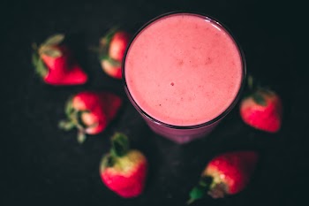 Clear Drinking Glass With Strawberry
