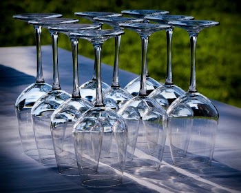 Clear Long Stem Wine Glass on Clear Surface