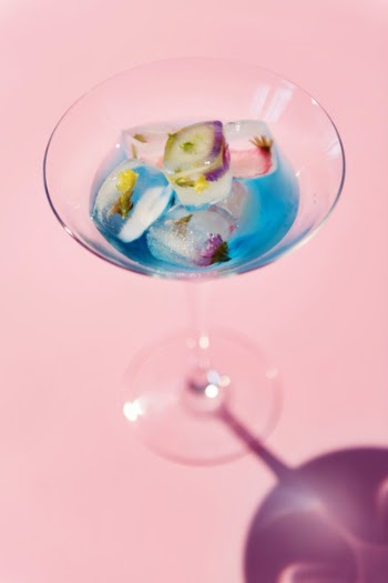 Clear Martini Glass With Blue Liquor
