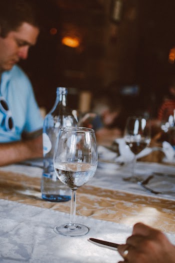 Clear Short Stem Glass on Tabletop