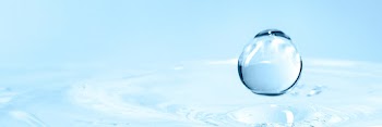 Clear water drop on water blue background