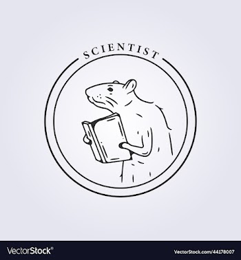 clever rat reading book logo line art