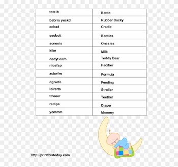 Click Here To Download The Solution To This Game - Baby Shower Word Scramble Game Answers