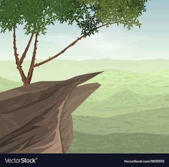 Cliff and tree vector image