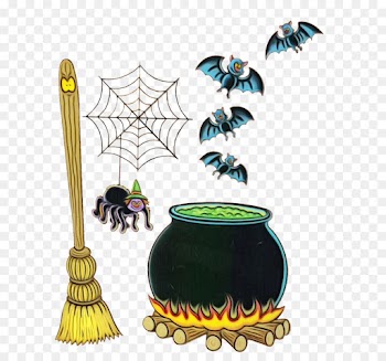 clip art broom cauldron tree plant