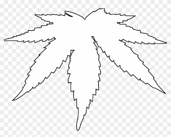 Clip Art Cannabis Leaf Black White Line Art - White Marijuana Leaf Vector