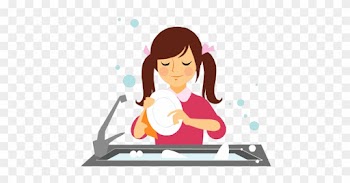Clip Art Do The Dishes - Girl Washing Dishes Clipart
