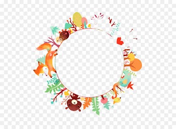 Clip art - Forest animal watercolor round background 