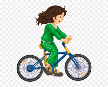 Clip Art - Girl Cycling Png