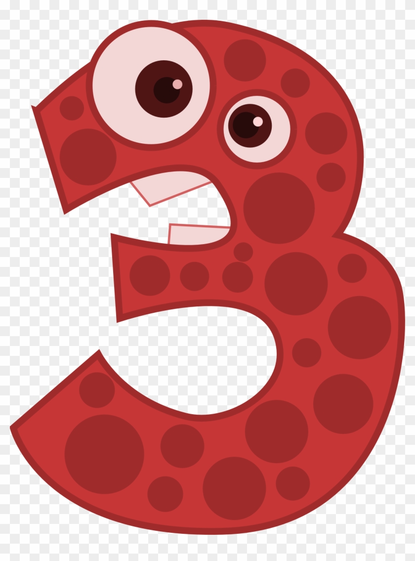 Clip Art Kablam Number Animals 2 Coloring Book - Number 3 Clip Art