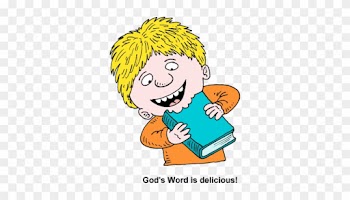 Clip Art Of Boy Eating Bible - Bible Food Clip Art