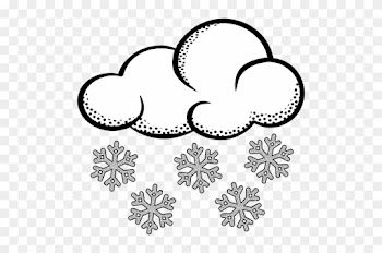 Clip Art Of Think Line Art Snowy Cloud - Snow Cloud Clipart Black And White
