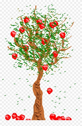 Clipart Apple Plant Tree - Fruits Falling From Tree