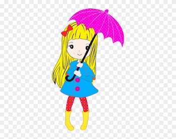 Clipart Şemsiyeli Sarışın Kız - Girl